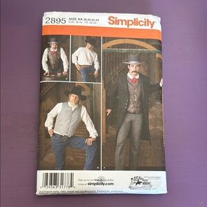 Simplicity Men's Costume Wild West Cowboy / Steampunk